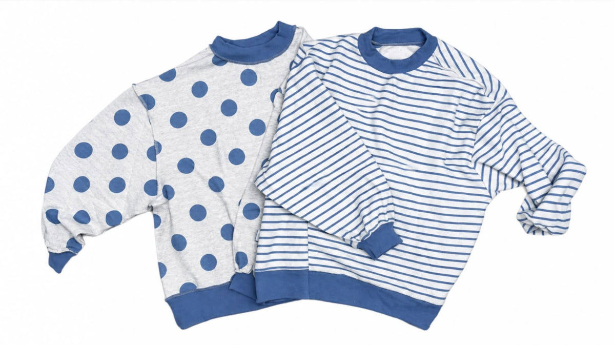 Polka Dot/Stripe Reversible Mock Neck