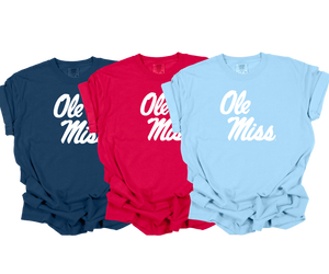 Ole Miss Script - white ink