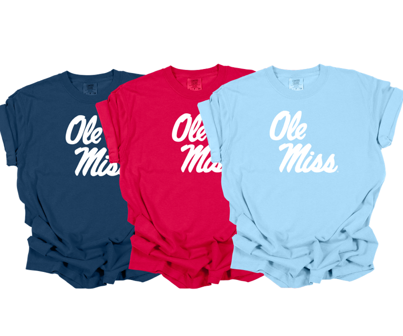 Ole Miss Script - white ink