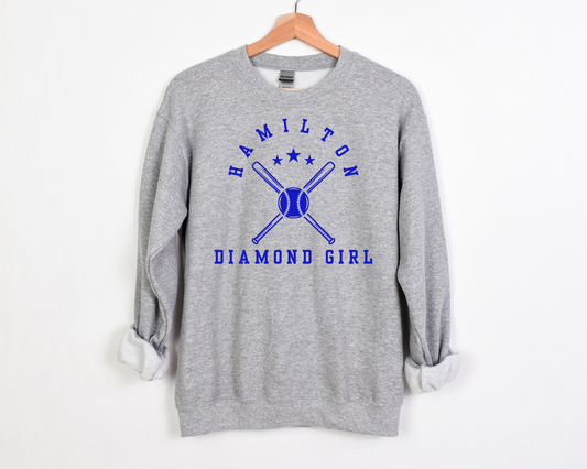 Hamilton Diamond Girl Crossed Bats - blue ink