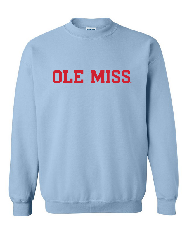 OLE MISS red on light blue